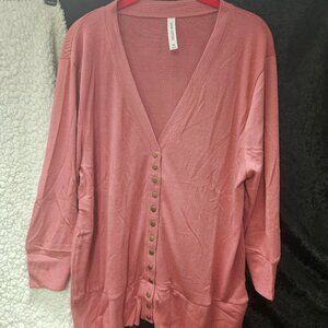 Zenana Outfitters 2X Long Sleeve Snap front closure cozy sweater, light mauve